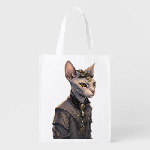 A Male Sphynx cat Grocery Bag