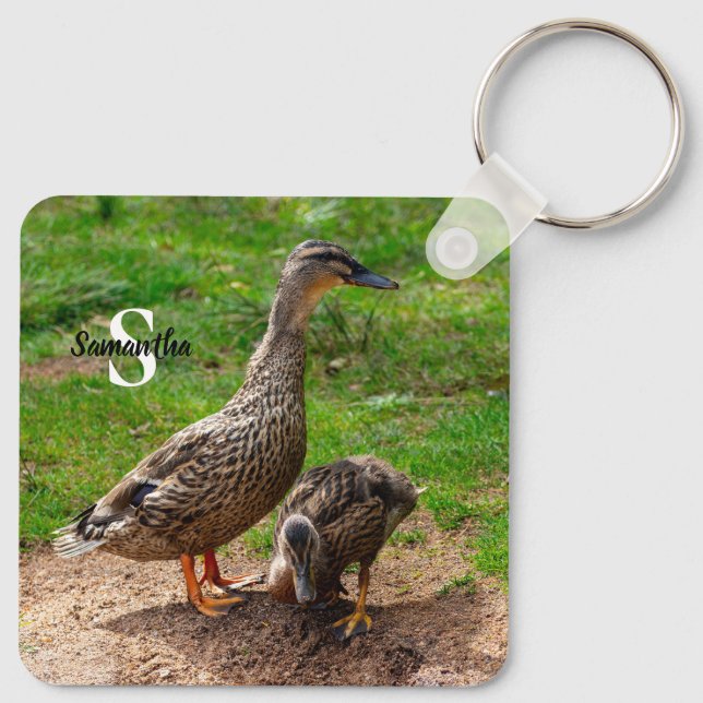 A Mallard Duck and her Duckling Keyring (Back)