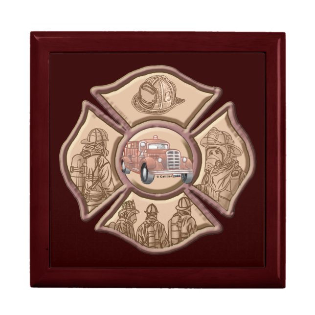 A Maltese Cross Firefighter Jewelry Box (Front)