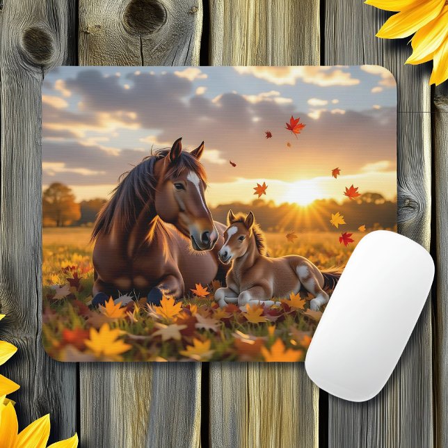 A Mama Horse and her Foal in Autumn Mouse Pad (Creator Uploaded)