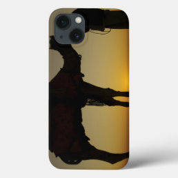 a man and his camel Silhouetted at sunset on the iPhone 13 Case