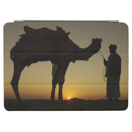 A Man And His Camel Silhouetted At Sunset On The Ipad Air Cover