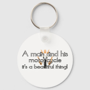 A man and his motorcycle keychain