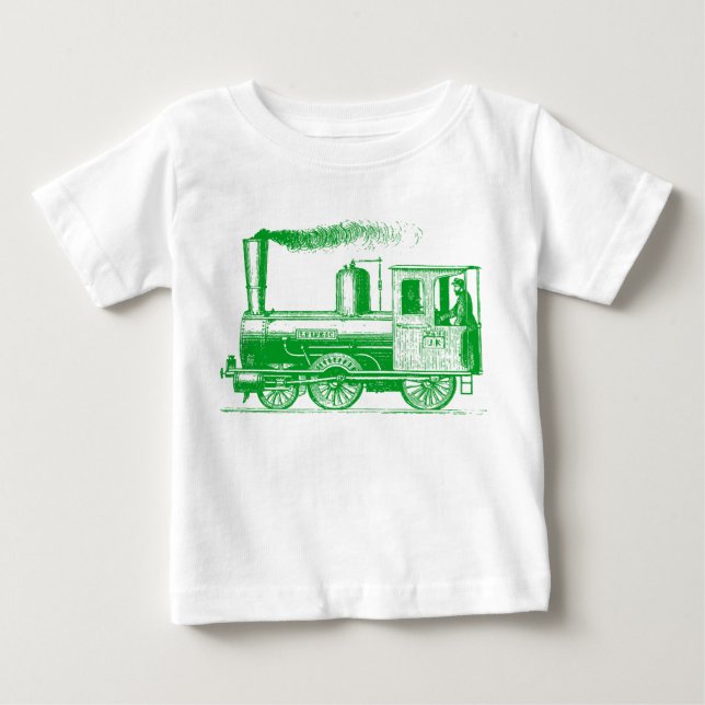 A Man and His Train - Grass Green Baby T-Shirt (Front)