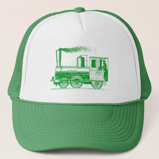 A Man and His Train - Grass Green Trucker Hat (Front)
