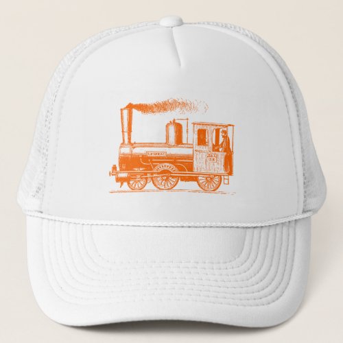 A Man and His Train _ Orange Trucker Hat