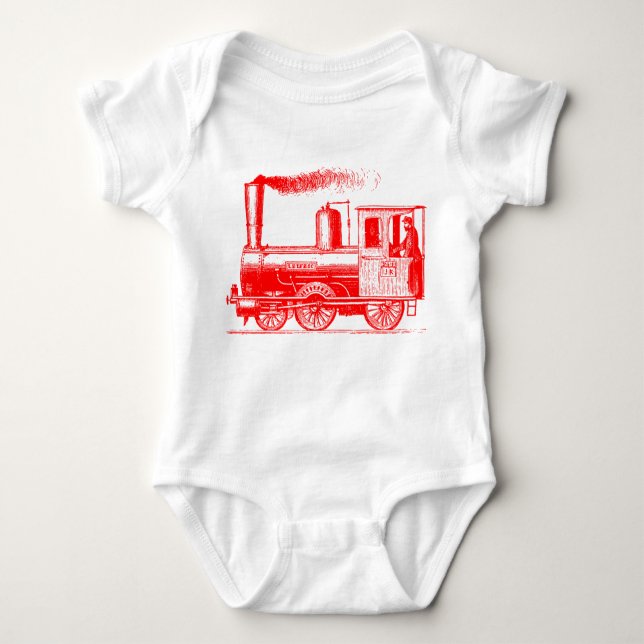 A Man and His Train - Red Baby Bodysuit (Front)