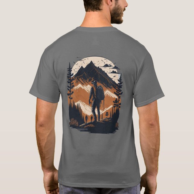 a man Hiking for hiking lover T-Shirt (Back)