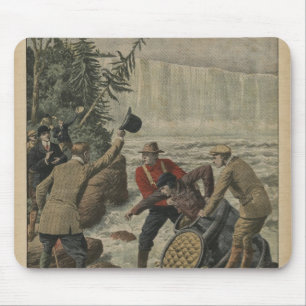 A man in a barrel crossing the Niagara Falls Mouse Pad