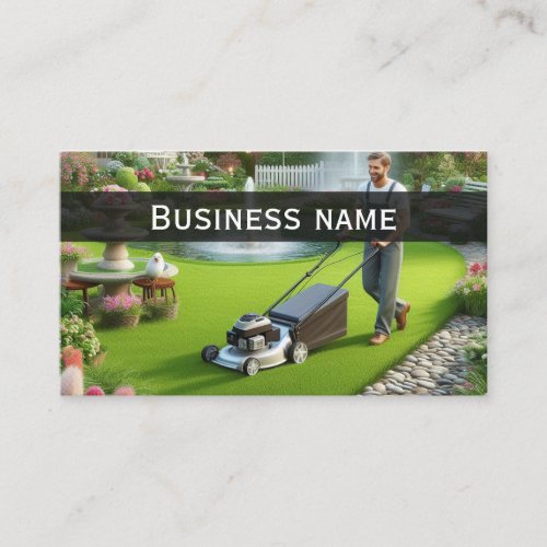 A Man Mowing Lawn Care Business Card
