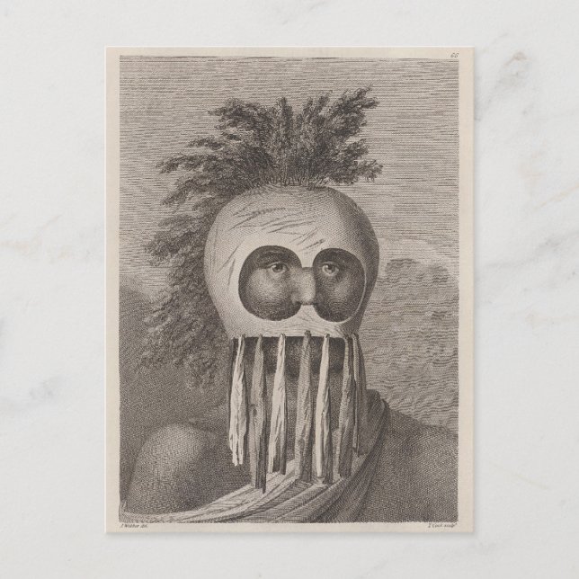 A Man of the Sandwich Islands in a Mask - c. 1784 Postcard (Front)