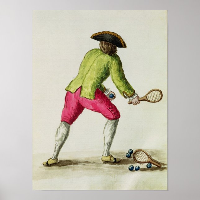 A Man Playing with a Racquet and Balls Poster (Front)