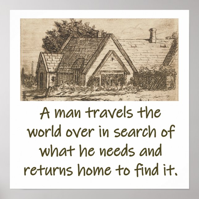 A Man Travels The World Over  - Home Quote  Poster (Front)