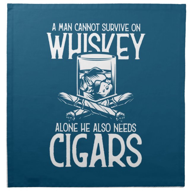 A Man Who Loves Whiskey And Cigar Cloth Napkin (Front)