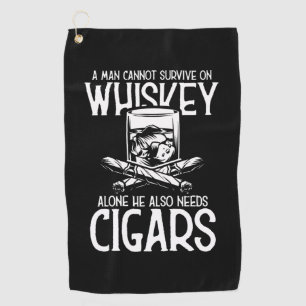 A Man Who Loves Whiskey And Cigar Golf Towel