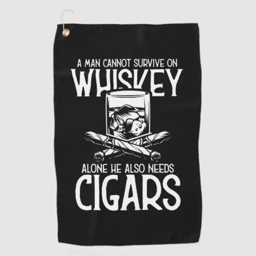 A Man Who Loves Whiskey And Cigar Golf Towel