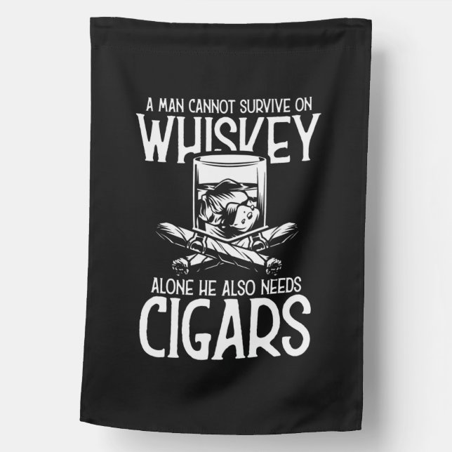 A Man Who Loves Whiskey And Cigar House Flag (Front)