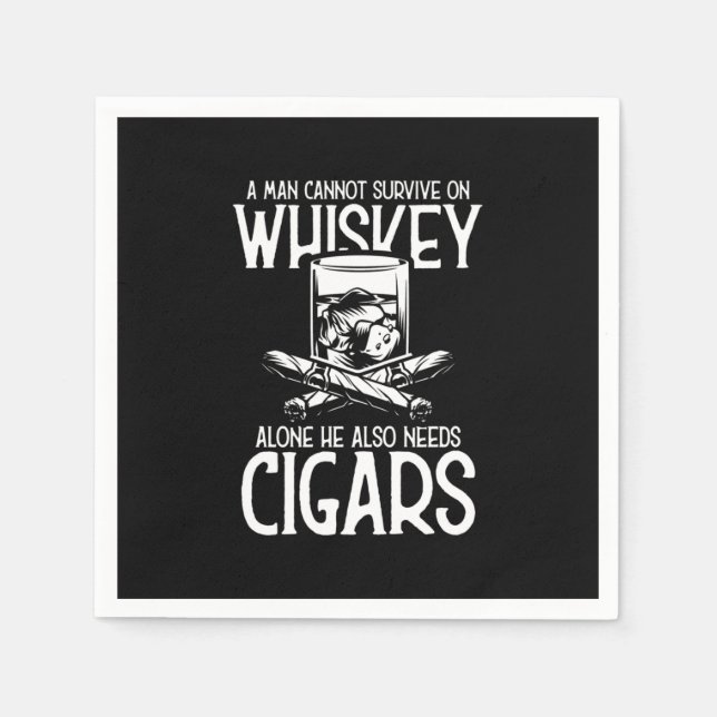 A Man Who Loves Whiskey And Cigar Napkins (Front)