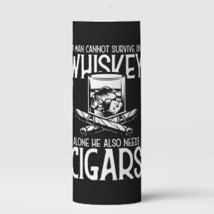 A Man Who Loves Whiskey And Cigar Pillar Candle