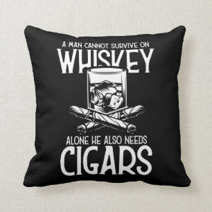 A Man Who Loves Whiskey And Cigar Throw Pillow