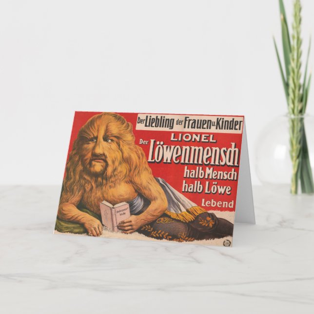 A Man With Lions Head Reading Shakespeare, 1913. Card (Front)