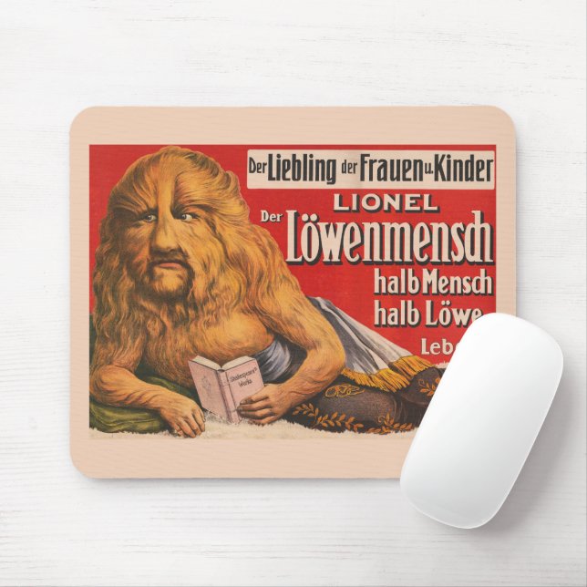 A Man With Lions Head Reading Shakespeare, 1913. Mouse Pad (With Mouse)