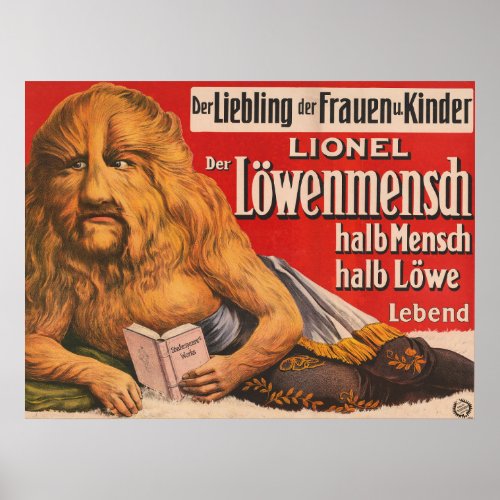 A Man With Lions Head Reading Shakespeare 1913 Poster