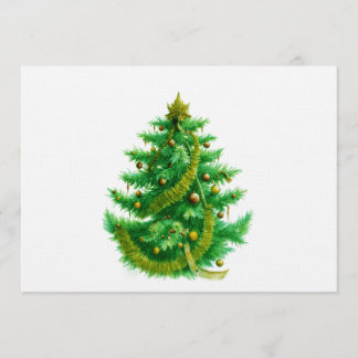 A Mandelbrot Christas Tree With Red & Green Bulbs Invitation