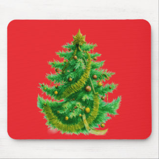 A Mandelbrot Christas Tree With Red & Green Bulbs Mouse Pad