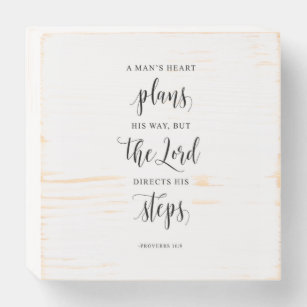 A Man's Heart Plans His Way, Proverbs 16:9 Wooden Box Sign