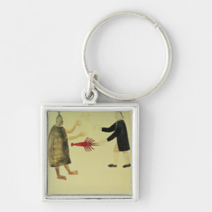 A Maori bartering a crayfish Keychain