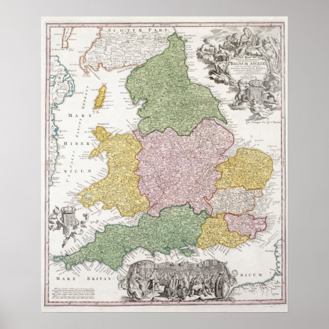 A Map of England | 1760 Poster (Front)