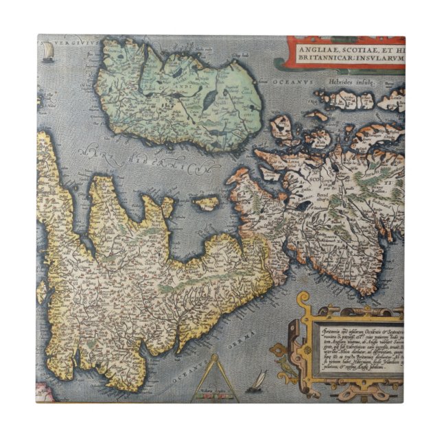 A Map of Great Britain | 1587 Ceramic Tile (Front)