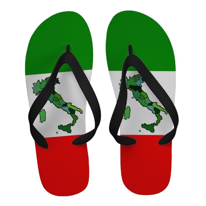 A map of Italy superimposed on the Italian flag. Flip Flops