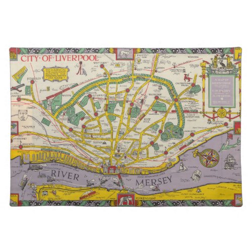 A Map of Merseyside Liverpool Cloth Placemat
