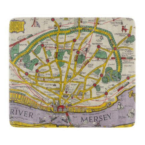 A Map of Merseyside Liverpool Cutting Board