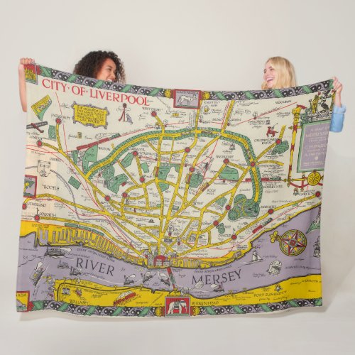 A Map of Merseyside Liverpool Fleece Blanket