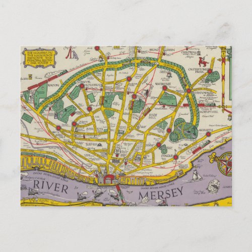 A Map of Merseyside Liverpool Postcard