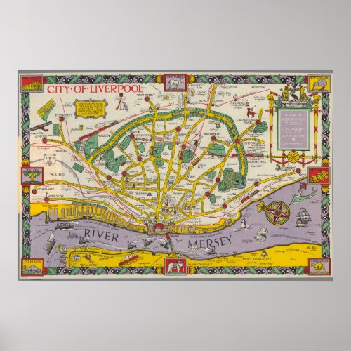 A Map of Merseyside Liverpool Poster