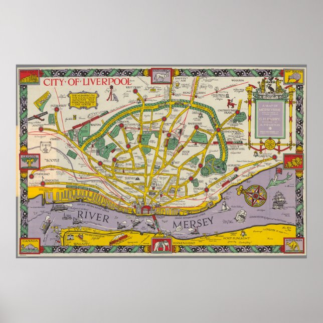 A Map of Merseyside, Liverpool Poster (Front)