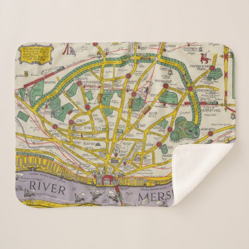 A Map of Merseyside Liverpool Sherpa Blanket