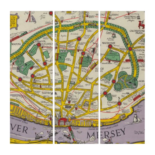 A Map of Merseyside Liverpool Triptych