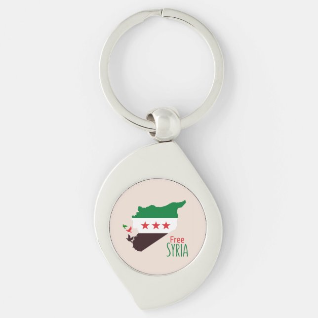 A map of Syria featuring the Revolution Flag Keychain (Front)