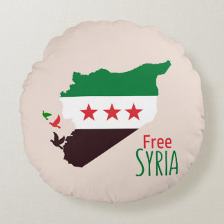 A map of Syria featuring the Revolution Flag Round Pillow