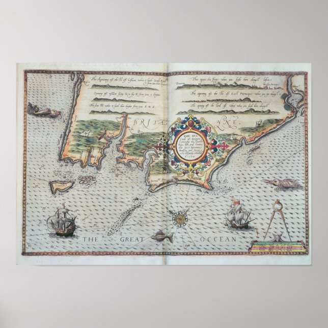 A Map of the coastline of Brittany, 1588 Poster (Front)