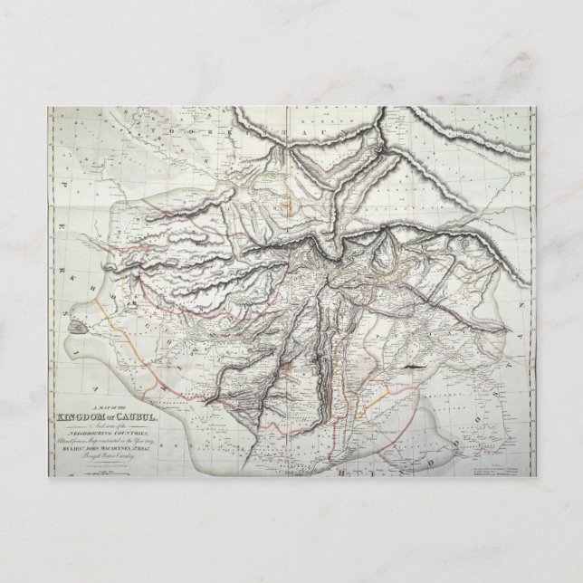 A Map of the Kingdom of Kabul Postcard (Front)