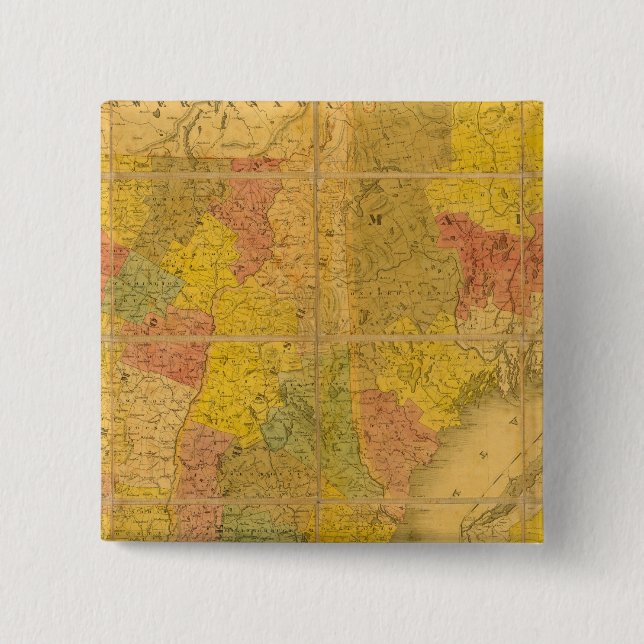 A Map of the New England States Pinback Button (Front)