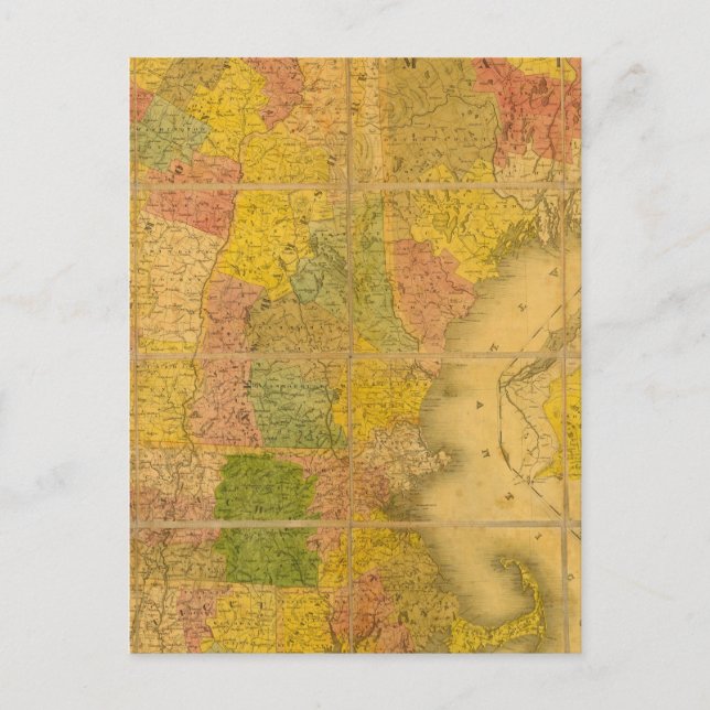 A Map of the New England States Postcard (Front)