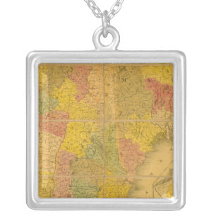 A Map of the New England States Silver Plated Necklace