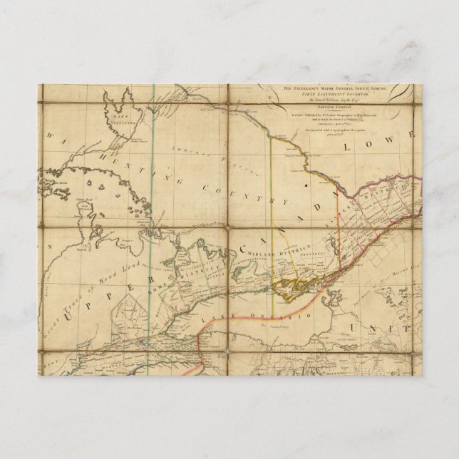 A Map of the Province of Upper Canada Postcard (Front)